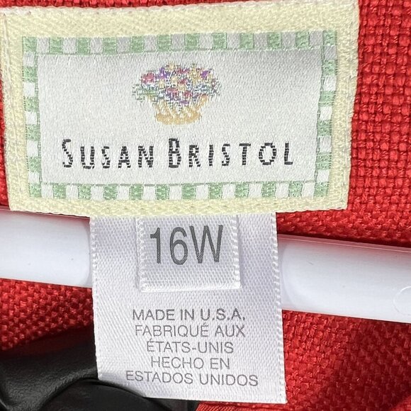 Susan Bristol NWT Womens 16W Red Button Down Blazer Jacket Pockets Career Office - Picture 12 of 16